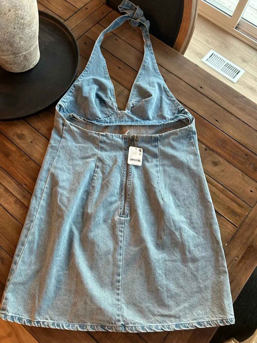 NWT Free People Trevi Denim Halter Cotton Mini Dress XL